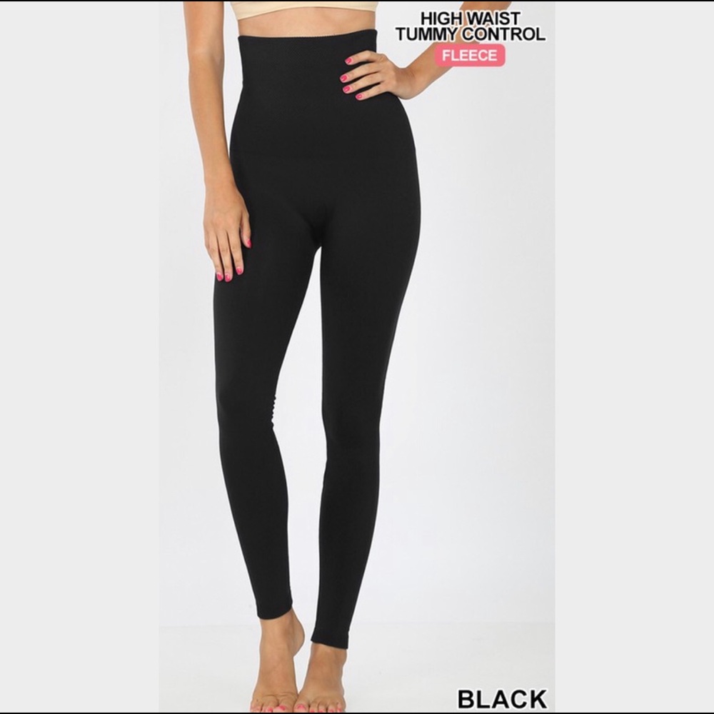 Tummy control Fleece lined black leggings